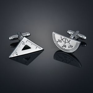 1 Pair Silver Color Wedding Groom Math Triangle Ruler Cufflinks Cuff Links Men Male Fashion Button Jewelry Gift