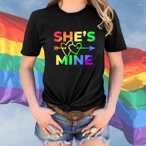 Magliette da donna LGBTQ Women Tee Women's Love Wins Print Girocollo Pride Flag Significato Orgoglioso Arcobaleno