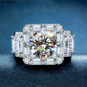 Pierścienie zespołowe vintage męski pierścień pełen białego złota 3CT Lab Diamond CZ zaręczynowe obrączki dla mężczyzn Kupieczy biżuteria imprezy J230522