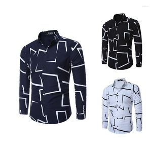 Men's Dress Shirts 2023 Spring Wear Men's Korean Version Long Sleeve Shirt Geometric Print Thin Jacket