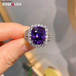 Bandringe 2021 Trend 1012 mm Amethyst Edelstein Ringe für Frauen High Carbon Diamond Party Hochzeit Verlobung Vintage Edlen Schmuck Geschenke J230522