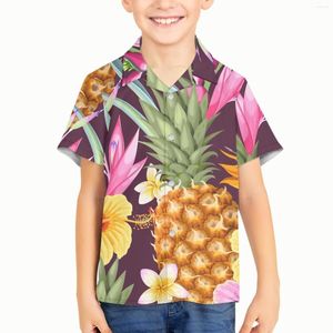 Mäns casual skjortor fruktmönster barn pojkar sommar Hawaiian skjorta 3d tecknad strand överdimensionerade roliga klädmode kort ärm