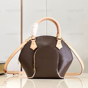 10A Spiegelqualität Designer Ellipse PM Shell Bags 28 cm Damen braun beschichteter Canvas-Griff Handtasche Rindsleder Lederbesatz Geldbörse Umhängetasche Umhängetasche mit Box