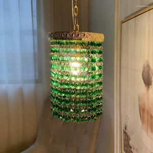 Lâmpadas pendentes de luxo moderno Luzes verdes de cristal de quarto de cama de lâmpada de lâmpada de barra de barra de barra de barra
