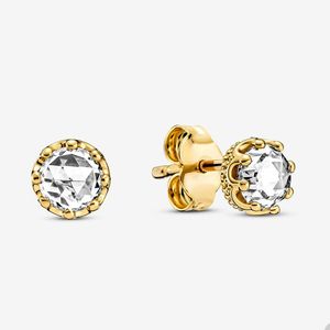 Golden Crown Studs kolczyki do Pandora 925 Srebrne kolczyki scenografia projektant biżuterii dla kobiet dziewcząt siostry Prezent Golne kolczyki z oryginalnym hurtowym pudełkiem hurtowym