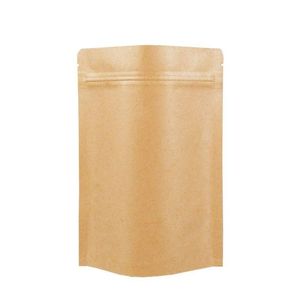 Packing Bags 11 Sizes Brown Kraft Paper Standup Heat Sealable Resealable Zip Pouch Inner Foil Food Storage Packaging Bag With Tear N Dhypr