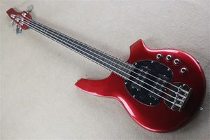 Sklep niestandardowy Bongo 4 String Music Man Electric Gitara Red Musicman Ernie Ball Sting Ray 9V Bateria Aktywna podwójna pickupy Rosewood