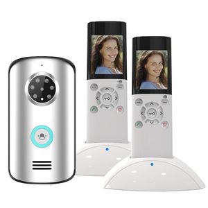 Videodörrtelefoner 2.4G Hem Trådlös telefon Doorbell Intercom System 2 inomhus till 1 utomhusvattentät IR -nattvisionskamera