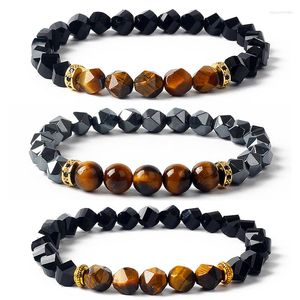 Strand facted Natural Obsidian Hematite Tiger Eye Pärlor armband män för magnetisk hälsa skydd kvinnor själ smycken pulsera hombre