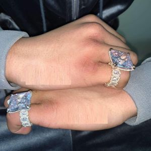 Rings US SIZE 7 8 9 10 iced out bling big pricess cut cz all cz around band hip hop men boy wedding engagement big rings