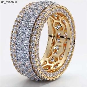 Pierścienie zespołowe ręcznie robione luksusowy pierścień 925 srebrny srebrny 150pcs okrągły kształt diamond cZ impreza weselna pierścienia dla kobiet mężczyzn biżuteria palec j230522