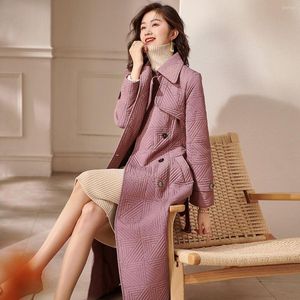 Women's Trench Coats Women Winter Winter Parkas Office biuro Kurtki dla 2023 r. Regulowany płaszcz talii podwójnie piersi X-Long Oncoat