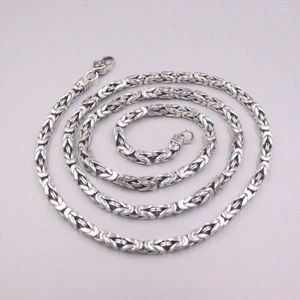 Catene in argento sterling massiccio 925 da 4 mm, collana a catena a maglie bizantine da 22 pollici speciale