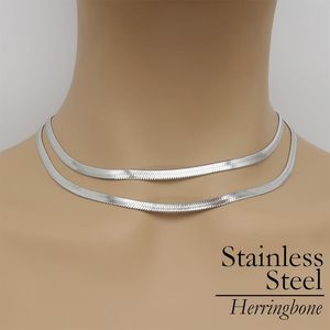 Necklaces 20 Pieces Flat Snake Chain Necklace Choker Wholesale Stainless Steel Necklace Gold Herringbone Choker Necklaces for Women