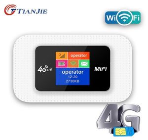 Tianjie 4G SIM CARD WIFI ROUTOR MOVEL WIFI LTE 100Mbps Parceiro de viagens Pocket Wireless Pocket BandBand 4G3G Modem MIFI 2109189152531