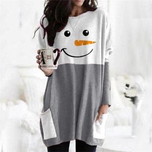 Felpe con cappuccio da donna Autunno e inverno 2023 Felpa lunga senza cappuccio Stampa 3D Pupazzo di neve Modello Top Abbigliamento Y2K Harajuku