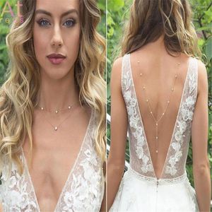 Chains Crystal Choker Necklace For Women Wedding Back Long Tassel Drop Chain Sexy Body Gold Color Rhinestone Jewelry