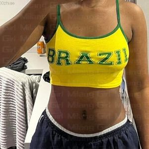 Regata feminina Camis Y2K Camiseta Regata com estampa alfabética do Brasil Gótica Linda Letra Gráfico Camisola Crop Tops Vintage Punk Grunge 230520