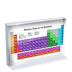 Itens de novidade elementos químicos Exibir exibição de tabela periódica acrílica com elementos Picture Childics Chemistry Teaching School Home Decoration G230520