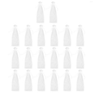 Opakowanie prezentów 20pcs Sheer organza torebki z winami 14x37cm wielokrotne użycie proste sukienki do butelek