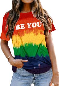 Regenbogenhemd Frauen Pride Shirt Regenbogen Grafik Tees Shirts Brief Druck lässig Kurzarm Tops Mode Woemn Männer T-Shirt