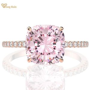 Pierścienie Wong Rain 100% Sterling Sier stworzyło Moissanite Sapphire Sstone Wedding Wedding zaręczyny Rose Gold Pierścień Dobra biżuteria hurtowa