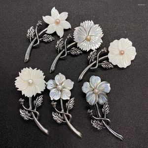 Hänge halsband naturliga abalonskal utsökt vild blommaformad retro halsband för diy handgjorda brosch smycken tillbehör