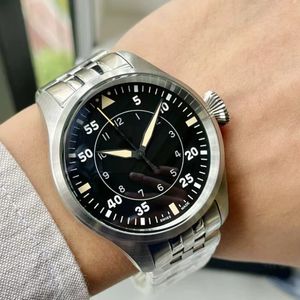 Herrklocka Pilot's Mechanical Sapphire Stora huvudjusterbar klocka gjord av precision stål med rörelseband Nytt racing tema Perfekt detaljer Stort varumärke