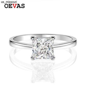Bandringar Oevas 100 925 Sterling Silver Simple 66mm High Carbon Diamond Wedding Rings for Women Sparking 5A Zr Party Fine Jewelry J230522
