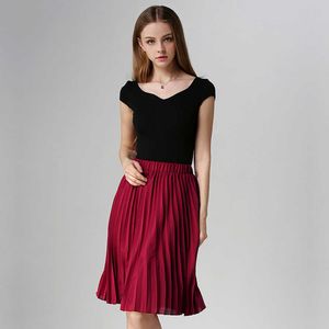 Salia plissada de chiffon feminino vintage High Saias Tutu Womens Saia Midi Rokken 2023 Estilo de verão Jupe Femme Skirt P230519