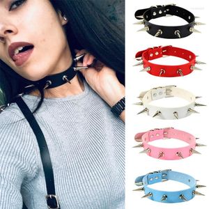 Choker Gothic Metal Spike Sexy PU Skórzany kołnierz Naszyjka Punk Biżuteria dla kobiet