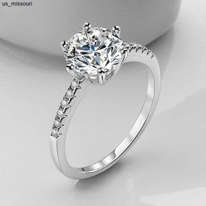 Anéis de banda 18k anéis de ouro branco para mulheres 02CT Teste POSTO D Moissanite Diamond Solitaire Ring Banda de casamento Bridal J230522