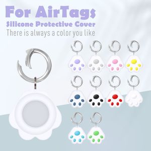 Pet Cat Paw Key Rings Airtags Air Tags Locator Tracker Covers Silicone Protective Case Anti Lost Anti-Scratch Fall Device Cartoon Keychains Bag Charms Accessoires