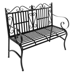 Iorn Bench Metal Garden Bench Chair 2 Seater for Garden, Yard, Patio Black