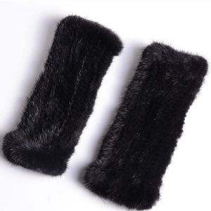 Fem fingrar handskar mode halvfinger termiska vinter för kvinnor brun svart vit vante mink stickad handske ag-38