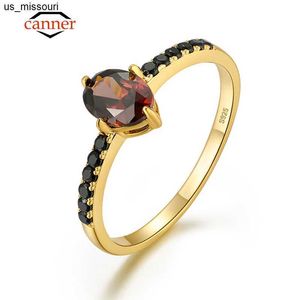 Band Rings Canner Eggshaped Diamond Black Zircon 925 Sterling Silver Ladies Engagement Ring For Women Rings Fine SMEEXKE Free Frakt J230522