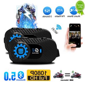 カーNEW G4 Bluetooth Motorcycle Intercom Helmet Headset 600m Group Speaker Headphone Wifi App Motorbike Dash Cam Moto 1080p HD DVR