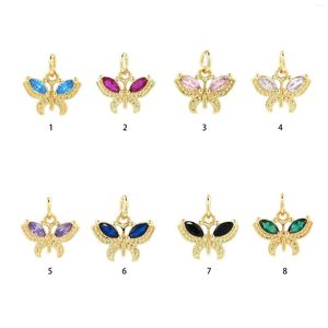 Charms 18k Gold Plated Cubic Zirconia Butterfly Pendant Diy Necklace Making smyckenörhängen Supplies Insect Charm