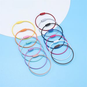 10Pcs/Pack Colorful Stainless Steel Wire Keyrings Tag Cable Loop Screw Locking Keychains For DIY Keychain Jewelry Making Tools