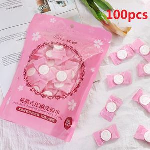 100pcs Mini Compressed Towel Disposable Capsules Towels Magic Face Care Tablet Outdoor Travel Cloth Wipes Paper Tissue