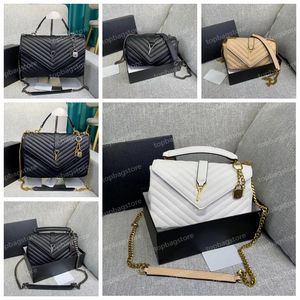 Designer COLLEGE KEDJEVÄSKA I VATTERAT LÄDER Axelväska för kvinnor Lyxiga Crossbody-väskor klassisk plånbok Mode Klassiska Kedjeremsväskor Vintage Style Pochette