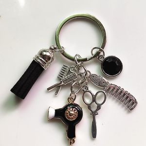 Hairdressing Charm Tassel Keychain Mini Hairdressing Scissors Hair Dryer Comb Handmade DIY Fashion Gift New