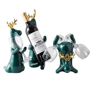 Bomboniere Modern American Ceramic Green Wine Rack Ornaments Cute Deer Glass Holder Artigianato Regali Decorazione semplice per l'armadio domestico