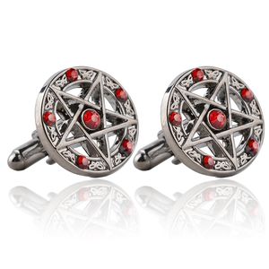 Sobrenatural Pentagram Pentacle vintage vintage Star Cufflinks para homens Personalidade Crystal Classic Brand Rune Cuff Links