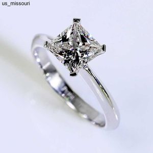 Band Rings Princess cut 1ct Lab Diamond Ring Original 925 sterling silver Engagement Wedding band Rings for Women Bridal Fine Jewelry Gift J230522