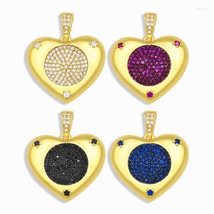 Pendant Necklaces OCESRIO Gold Plated Brass Heart Pendants For Jewelri Make CZ Stone Big Charms Jewelry Making Wholesale Pdta291