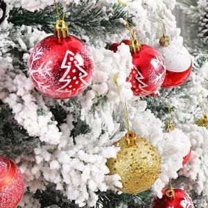 Christmas Decorations 24Pcs 6cm Tree Color Ball Shatterproof Multi-styles Electroplating Bright DIY Scene Layout Gifts Xmas Party Deco