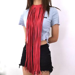 Necklaces YD YDBZ New Tassel Long Necklace For Women Leather jewelry Bohemia Punk Style Red Orange Yellow Blue Pendant Necklace Jewellery