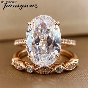 Bandringe PANSYSEN 9 Karat Radiant Cut 913 mm Labor-Moissanit-Diamantring-Sets für Damen, massives 925er Sterlingsilber, 18 Karat Roségold, Farbringe J230522