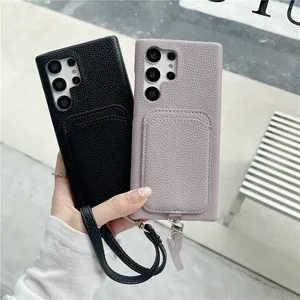 Luxury Rope Lychee Pattern Custodia per telefono Vogue per iPhone 14 13 Pro Max Samsung Galaxy S23 Ultra S22 Plus S21 S20 S20FE Note20 Note10 Slot per schede Portafoglio in pelle Cover posteriore